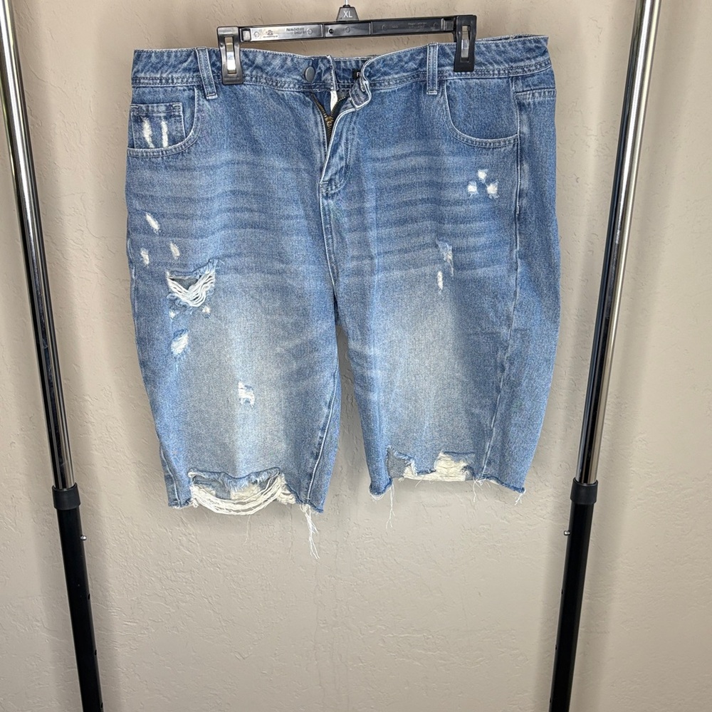 Distressed Denim Shorts - Light Blue Women’s Shorts